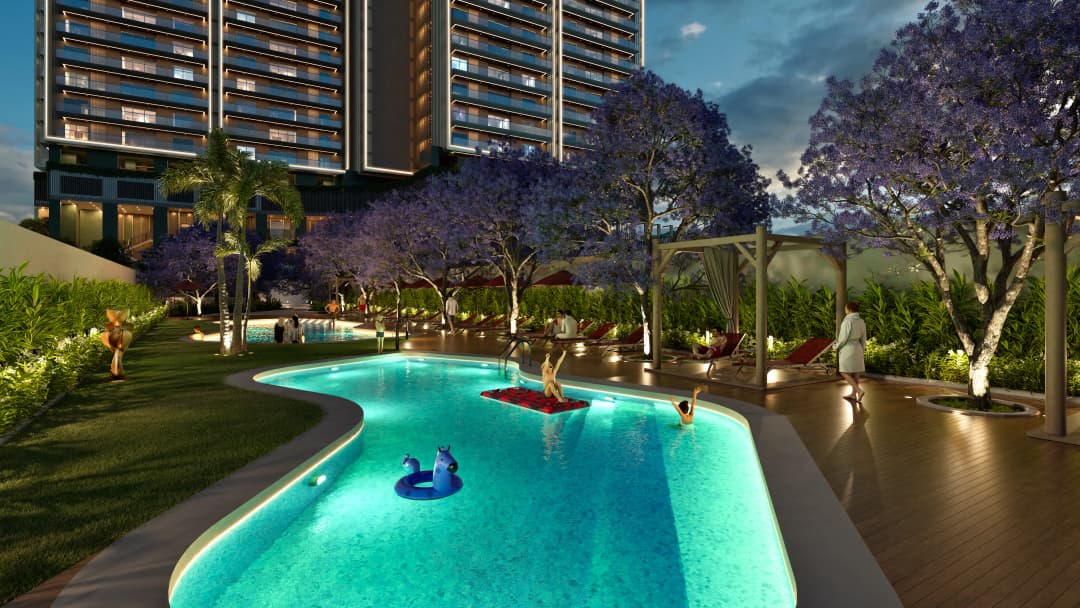 Rear Pool with Towers